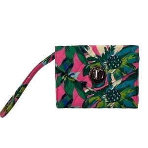 Vera Bradley Your Turn Smartphone Wristlet Tropical Paradise Pink/Green EUC
